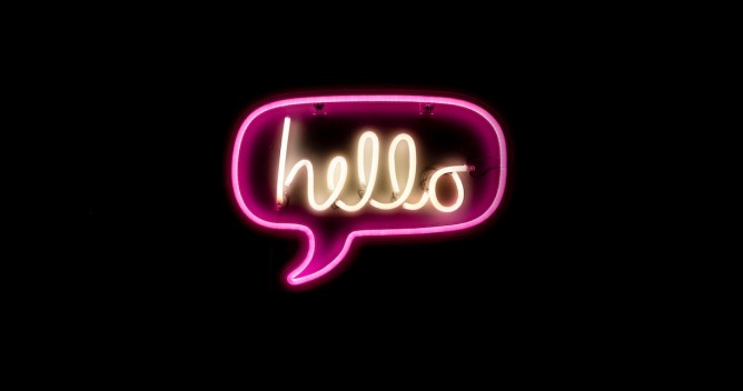 hello sign in neon
